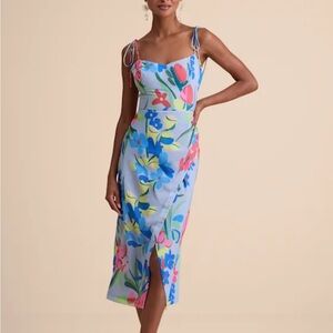 Floral Midi Dress with Spaghetti Straps